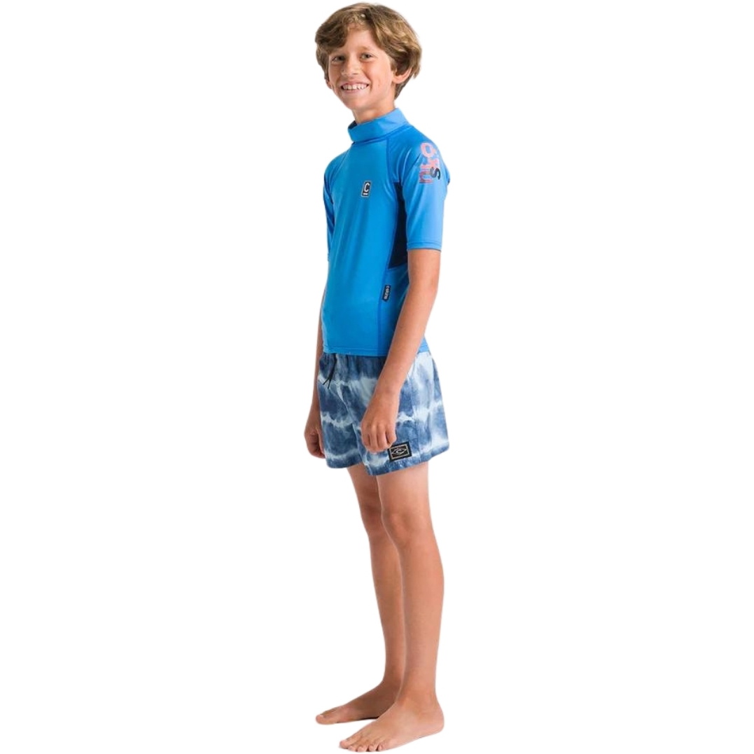 2026 C-Skins Junior NuWave X Kurzarm-Lycra-Weste C-NLYSSJ - Cyan / Slate / Multi